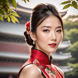 AI Lunar New Year headshot with qipao