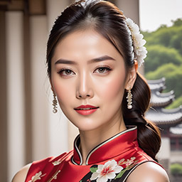 Woman in Chinese New Year qipao