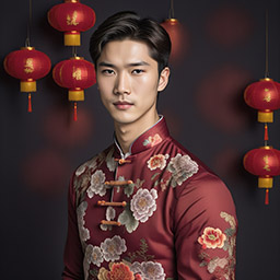 Chinese New Year headshot in Tang suit