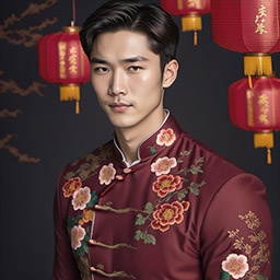 Chinese New Year headshot in Tang suit